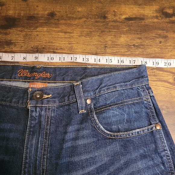 Wrangler Jeans 36x30 Bootcut Dark Wash WRT20MD Western Rodeo Work Wear - Picture 6 of 10